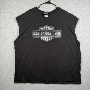 Harley Davidson Vest Mens Size 4XL Black Cut Off Sleeves Shirt Round Rock Texas